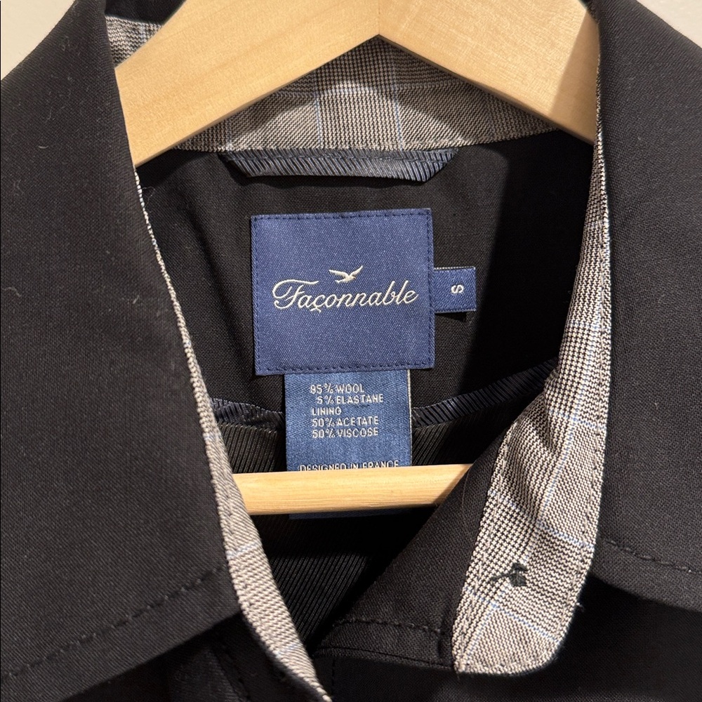 Facconable Wool Shacket Black Button Down Blazer … - image 2